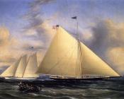 詹姆斯E巴特斯沃思 - The Sloop Maria Racing the Schooner Yacht America